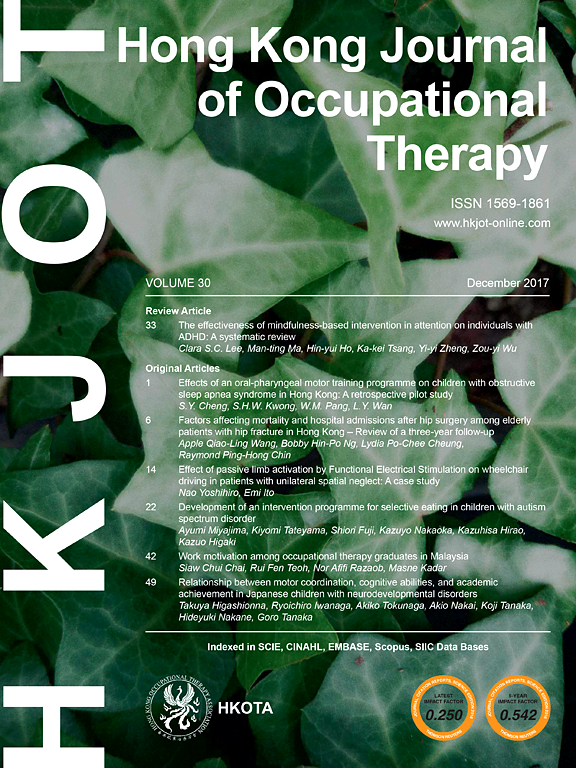 Go to journal home page - Hong Kong Journal of Occupational Therapy